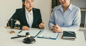 Judge is working in the office of the court of Justice.