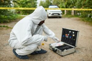 Side View of Black Man as Forensic Scientist