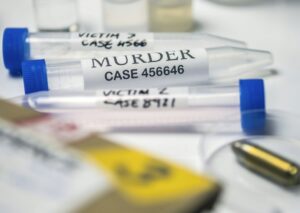 some forensic evidence of murder at Laboratory forensic equipment, conceptual image