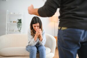 Drunk and aggressive boyfriend yelling at his girlfriend