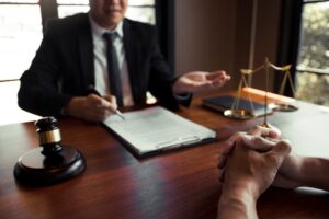 Clients come to seek advice for the law regarding privacy violations with the lawyer at the office.