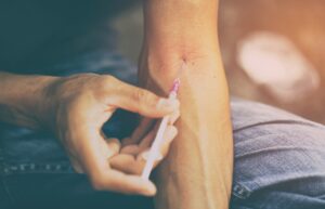 Drug addiction concept