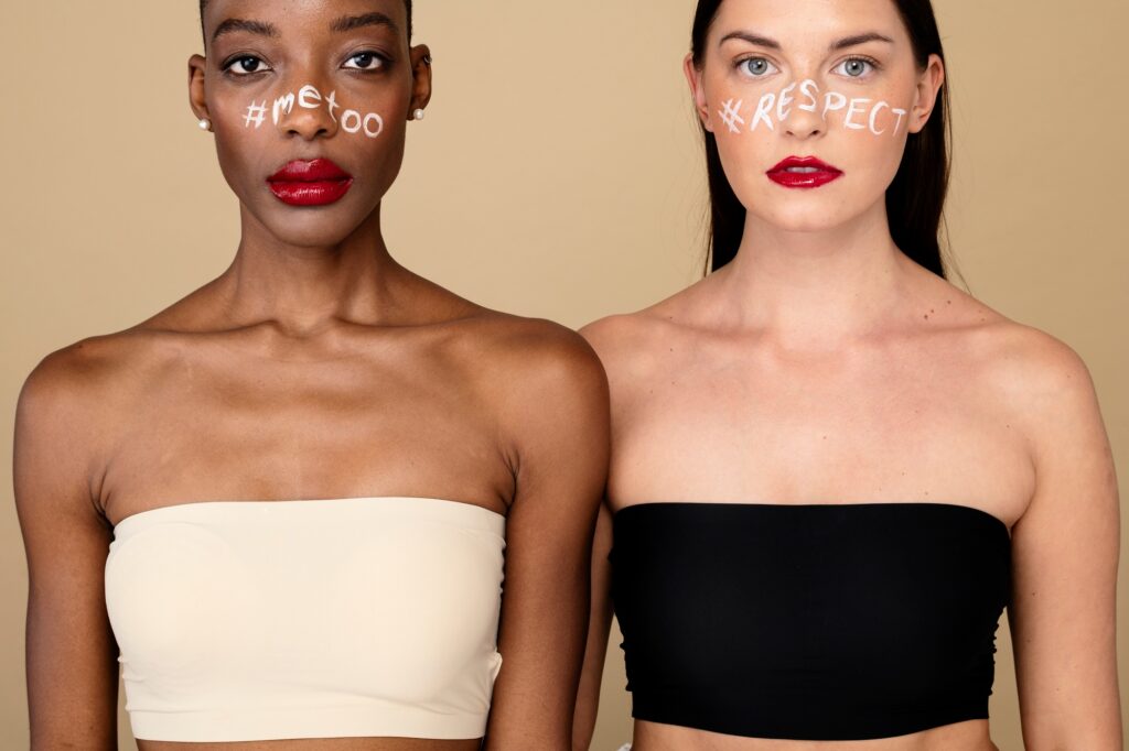 Women standing up for Me Too movement