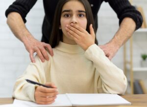 Scared girl victim of pedophilia in school