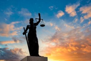 Turkey Izmir Cesmealti, bronze statue of justice