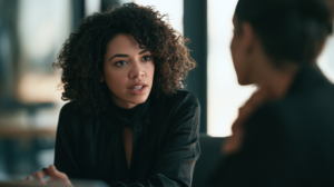 Criminal defense attorney interviewing a witness while developing an alibi for a Nevada murder case.