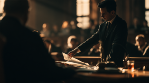 Attorney presenting records and documents during a Las Vegas rideshare driver DUI case.