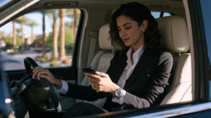 Driver in Las Vegas preparing to contact a criminal defense attorney after a traffic stop involving an open container citation.