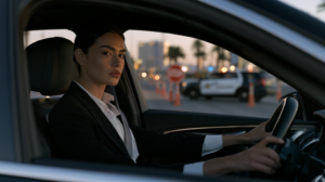 Driver approaching a Nevada DUI checkpoint while understanding constitutional rights during a traffic stop.