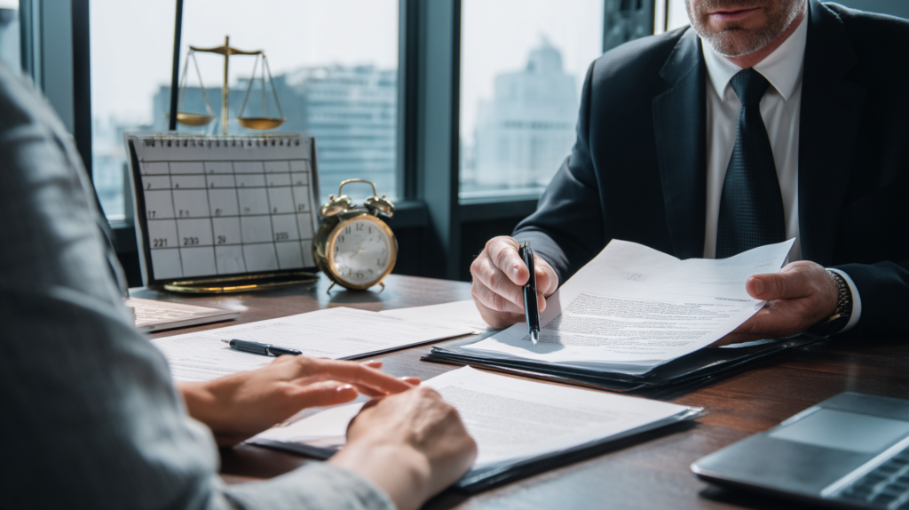 Nevada criminal defense attorney reviewing appeal deadlines and post-conviction documents with a client.