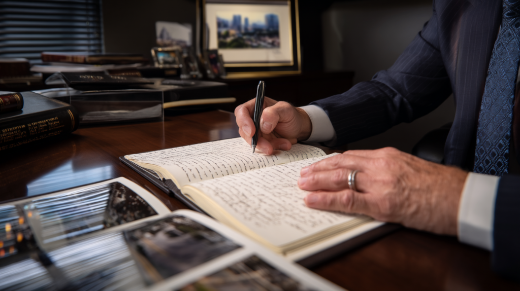 Nevada criminal defense lawyer reviewing case notes and evidence for a rideshare driver DUI charge.