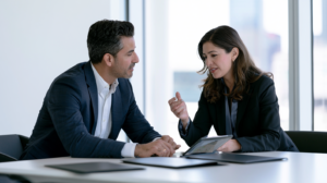Las Vegas defense attorney discussing legal options with a client for addressing a bench warrant and avoiding custody.