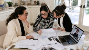 Legal team reviewing case documents during a remote consultation about competency proceedings in a Nevada criminal case.