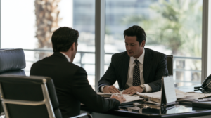 Nevada criminal defense attorney reviewing appeal documents and filing deadlines with a client after a criminal case.