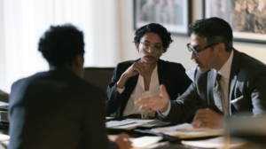 Nevada legal team discussing alternative court programs and specialty court options with a client.