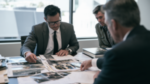 Nevada criminal defense attorneys reviewing photographs and case evidence while preparing a defense under 2026 criminal law changes.