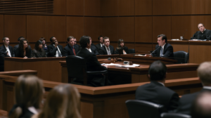 Witness testifying in a Nevada courtroom while attorneys, jurors, and the judge listen during a criminal trial.