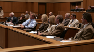 Jurors seated in a Nevada courtroom, representing the jury trial option in a criminal case.