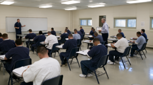 Correctional classroom representing programs and records that may be reviewed during the Nevada sentencing process.