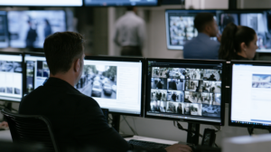 Legal professional reviewing surveillance footage and digital evidence while preparing for a Nevada criminal trial.