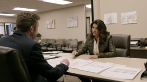 Investigator discussing records and family circumstances during an evaluation of possible child neglect allegations in Nevada.