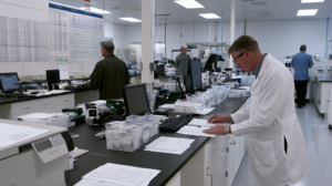 Forensic laboratory professionals processing evidence that may need to be reviewed before a Nevada criminal trial begins.