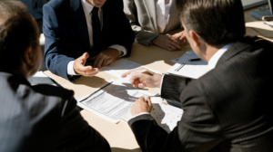 Criminal defense legal team reviewing court documents related to Nevada felony categories, probation, and potential prison terms.