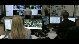 Investigative team reviewing surveillance footage, digital records, and location data during a Las Vegas vice investigation.